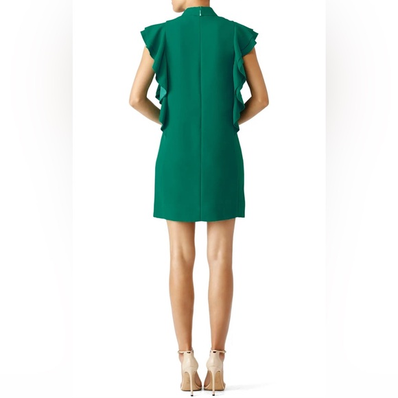 Kate Spade Emerald Green Satin Crepe Flutter Sleeve Shift Dress Size 00 XS $398 - Picture 2 of 15